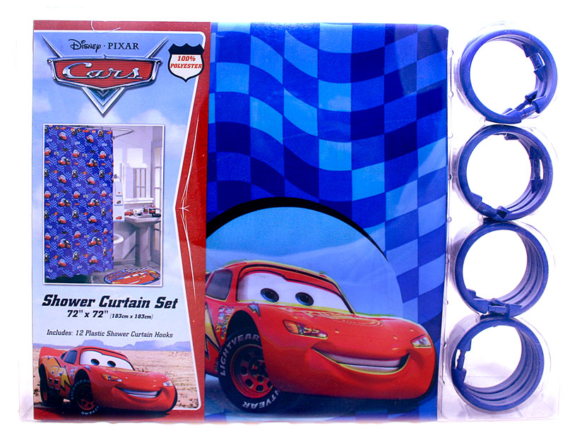 Disney Cars Mcqueen Shower Curtain/Bath Toilet Mat Set  