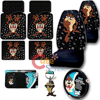 Lonney Tunes Taz 9pc Car Seat Covers Accessories Compleate Set At