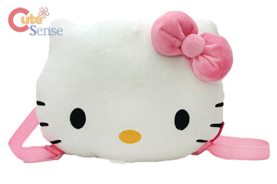 Sanrio Hello Kitty Face Plush Bag Backpack Pink Bow 13  