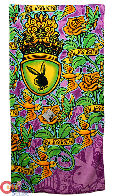 Play Boy Bunny Tattoo birds Flower Beach, Bath Towel at Cutesense.com