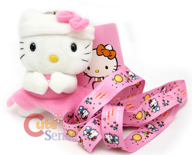 Hello Kitty Plush Key Chain Lanyard ID Holder 1