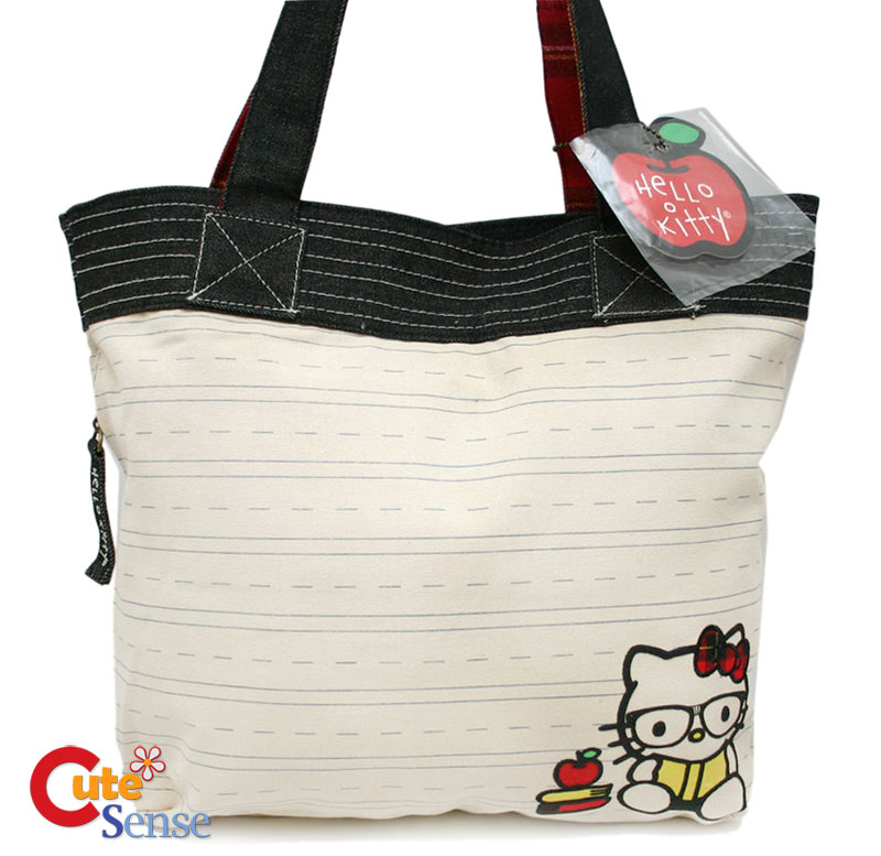 Sanrio Hello Kitty Nerd Tote Hand Bag -Shoulder Bag -Loungefly at Cutesense. 