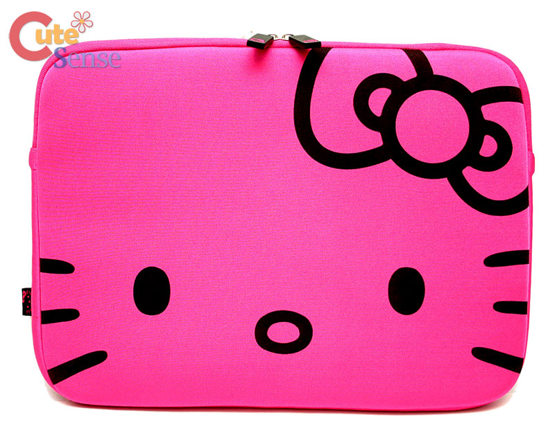 Sanrio Hello Kitty Formed Macbook i-Pad Case, LapTop Bag-Pink Face at 