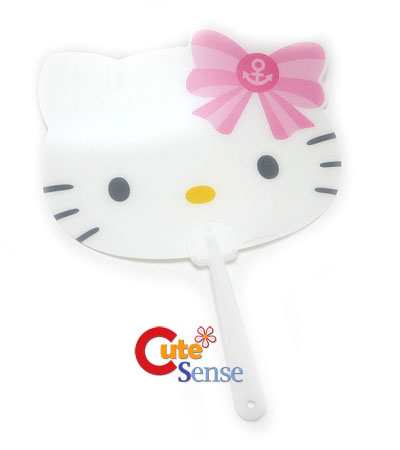 Sanrio Hello Kitty Face Hand Fan PP Fan with Pink Bow