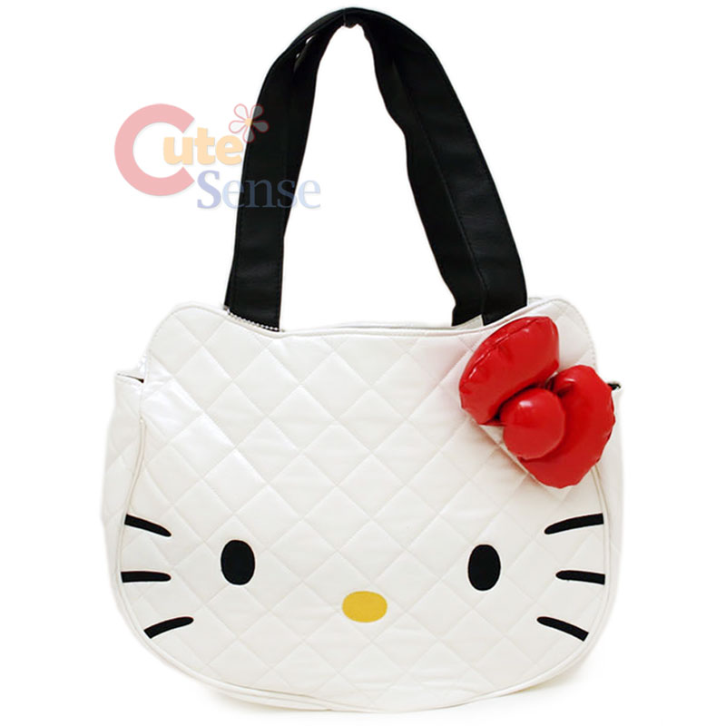 hello kitty quilted face bag in white. Sanrio Hello Kitty Shoulder Bag, Tote bag:Quilted Face White at Cutesense.