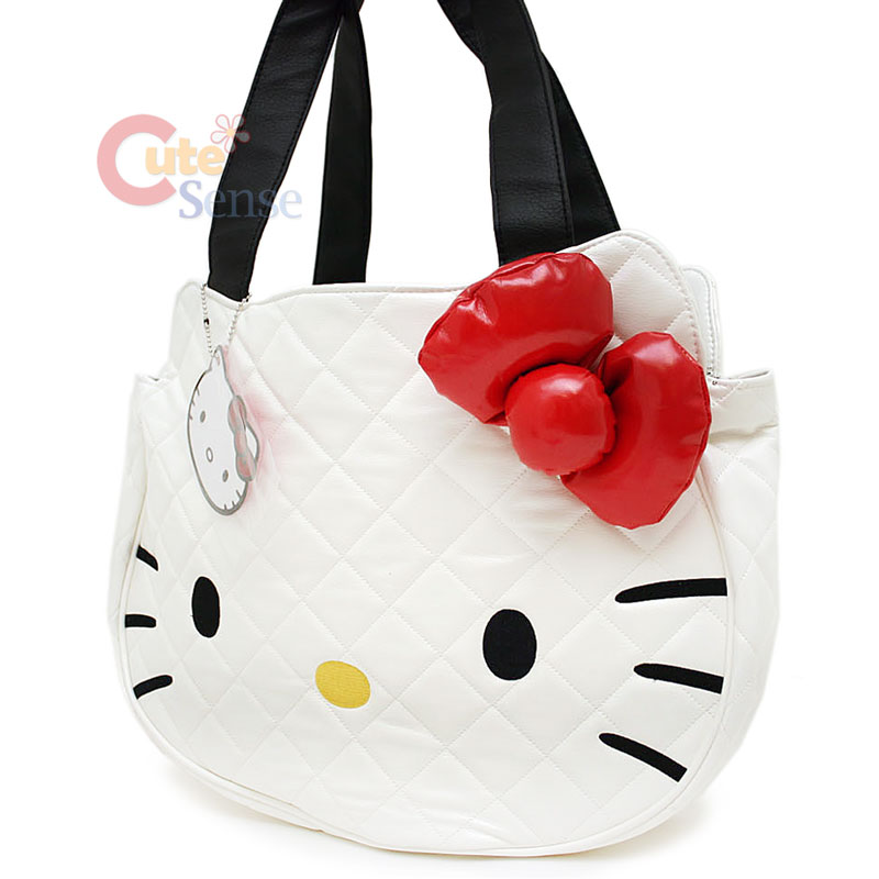 hello kitty quilted face bag in white. Sanrio Hello Kitty Shoulder Bag, Tote bag:Quilted Face White at Cutesense. 