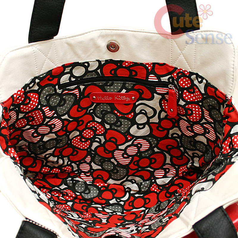 hello kitty quilted face bag in white. Sanrio Hello Kitty Shoulder Bag, Tote bag:Quilted Face White at Cutesense. 