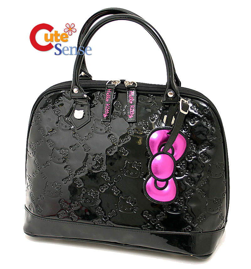 Sanrio Hello Kitty Black Shiny Embossed Hand Bag at Cutesense.com