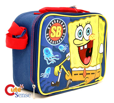 insulated lunch bag with shoulder strap on Spongebob School Lunch BAG Insulated Snack Carry Winner | eBay