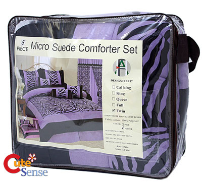 Queen Size Comforters on Zebra Queen Size Comforter 7pc Bedding Set Black Violet   Ebay