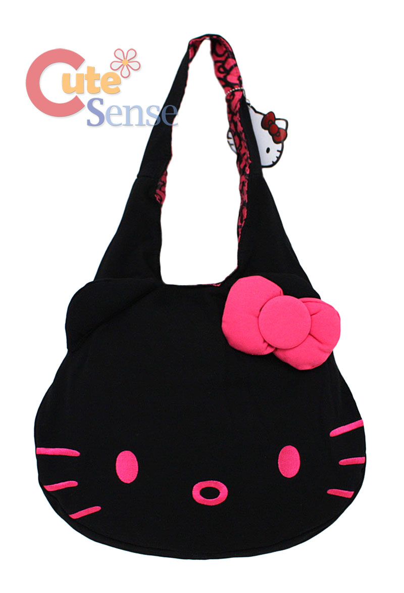 Sanrio Hello Kitty Face Fleece Hobo Bag BlackLicensed eBay