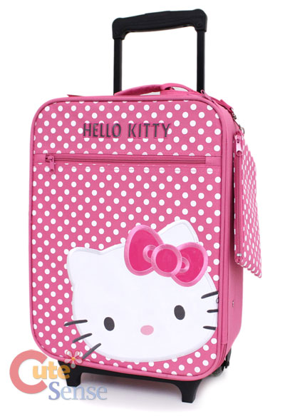 Sanrio Hello Kitty Suit Case , Luggage, Travel Rolling Bag  Pink Dots