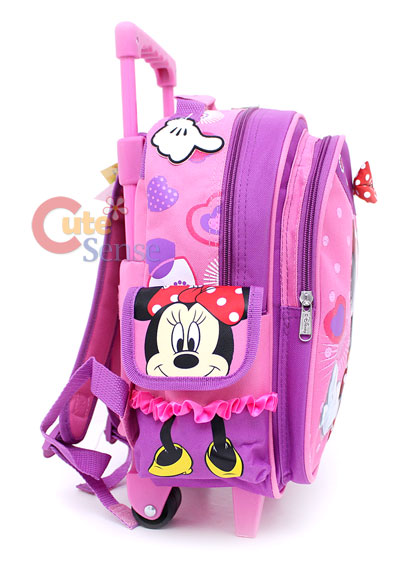 Disney Minnie Mouse Red Bow School Roller Backpack Rolling Bag 3