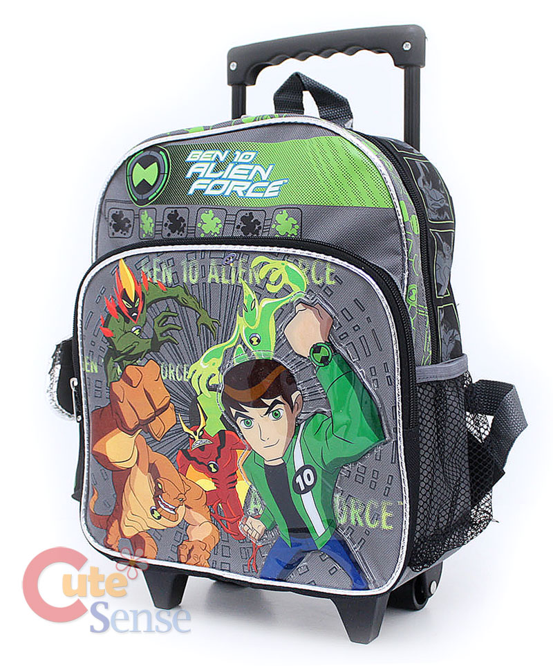 Ben 10 Alien Force Roller School Backpack Rolling Bag  12in Gray