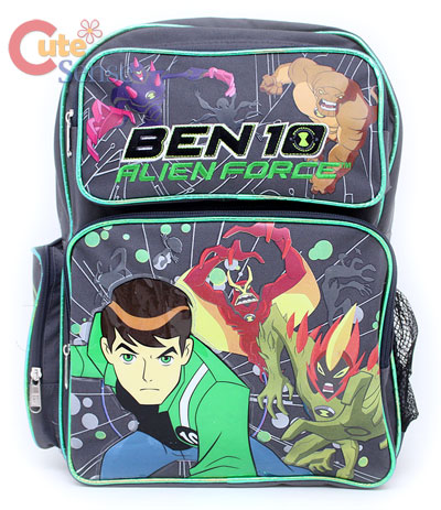 Ben 10 Alien Force School Backpack/Bag :16" Large Gray