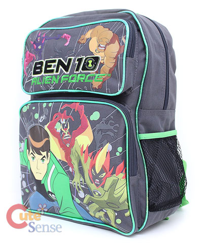 Ben 10 Alien Force School Backpack/Bag :16" Large Gray