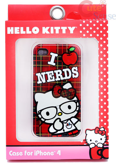 Hello Kitty Apple i Phone 4G Case  Loungefly Nerd Plaid  