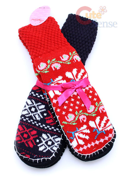 Womens Non Skid Slipper Socks Set 2 Pair Various Color  