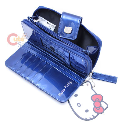 Sanrio Hello Kitty Embossed Wallet  Metallic Blue USA  