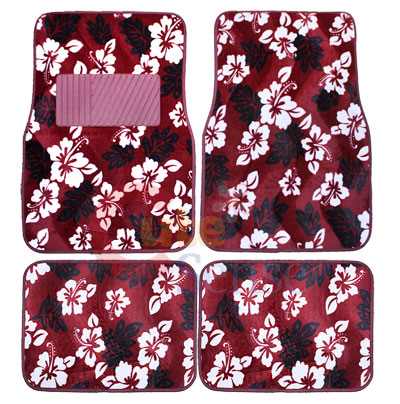 Red Hawaiian Flowers Car Seat Covers Accessories Complete Set Full 14pc at