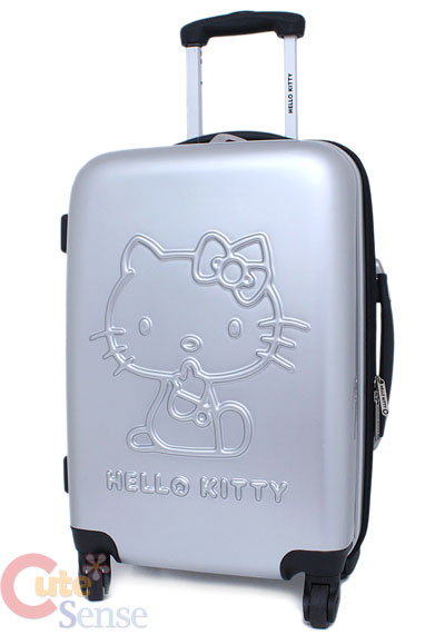 Hard Suitcase Luggage on Kitty Emblems Trolley Bag  Hard Suit Case   Luggage  Metal Silver 20
