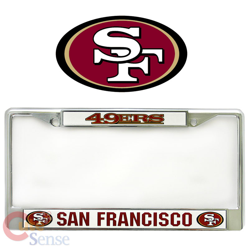 San Francisco 49ers Car Auto License Plate Frame Metal Chrom eBay