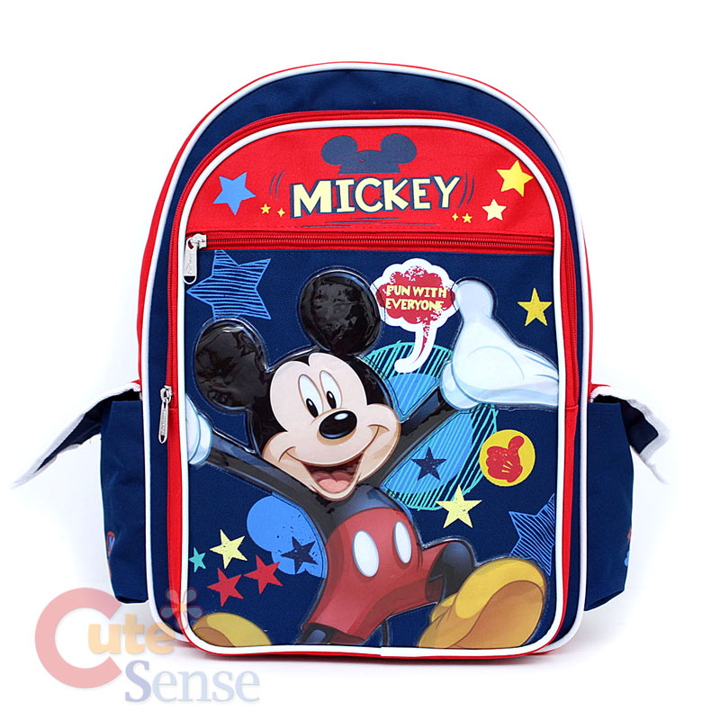 Disney Mickey Mouse School Backpack 16&quot; Large Book Bag - Say Cheese | eBay
