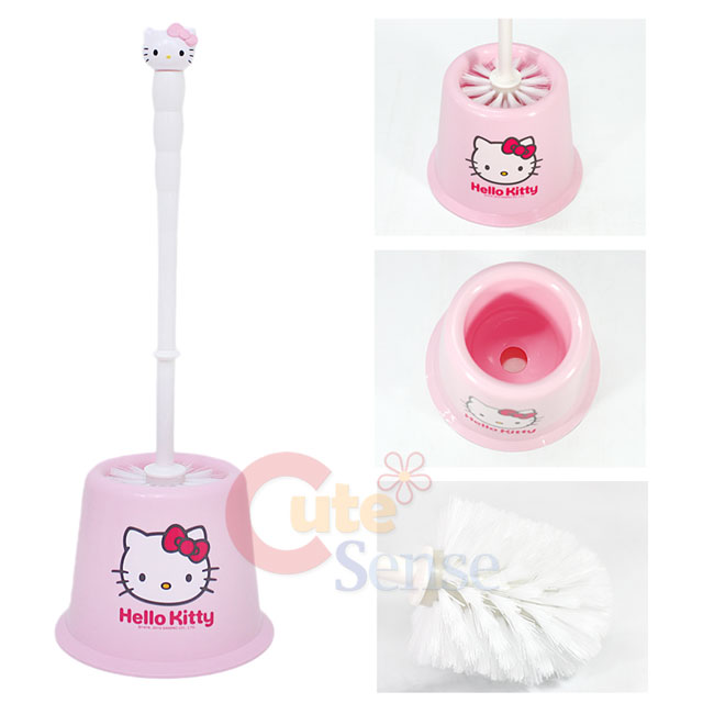 Sanrio Hello Kitty Bathroom Toilet Brush & Holder Pink  