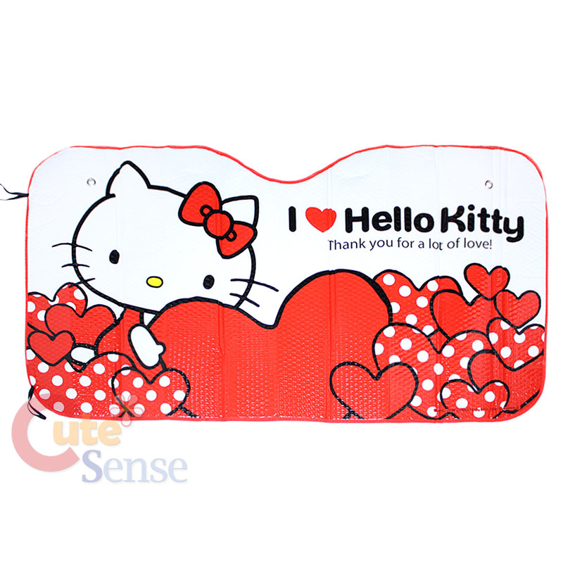 Sanrio Hello Kitty Windshield Front Window Car Auto SunShade Red Hearts