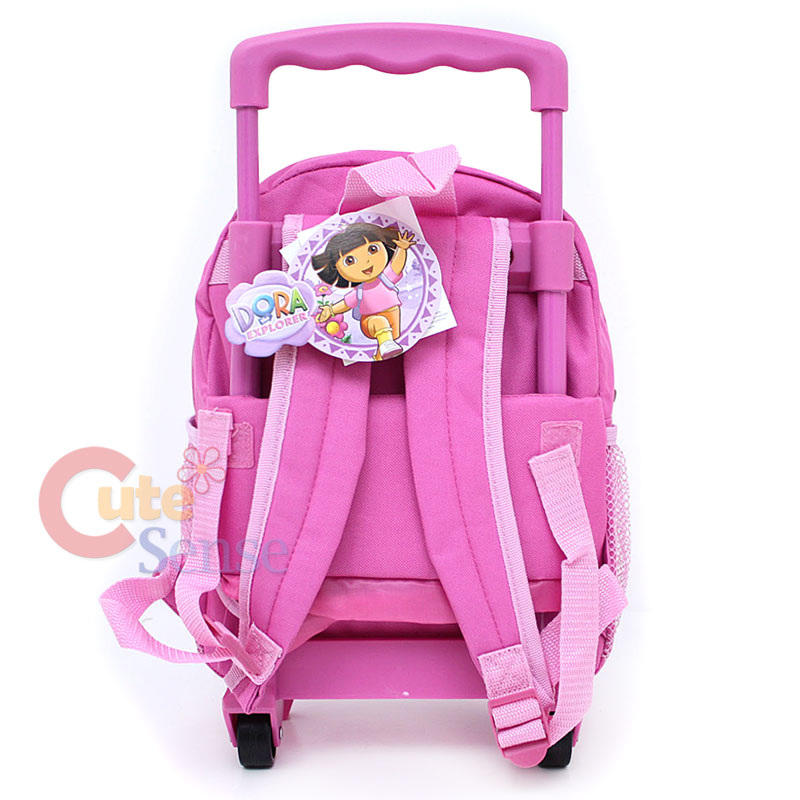 Dora & Boots School Rolling Backpack Roller Bag 12" Pink Crayon