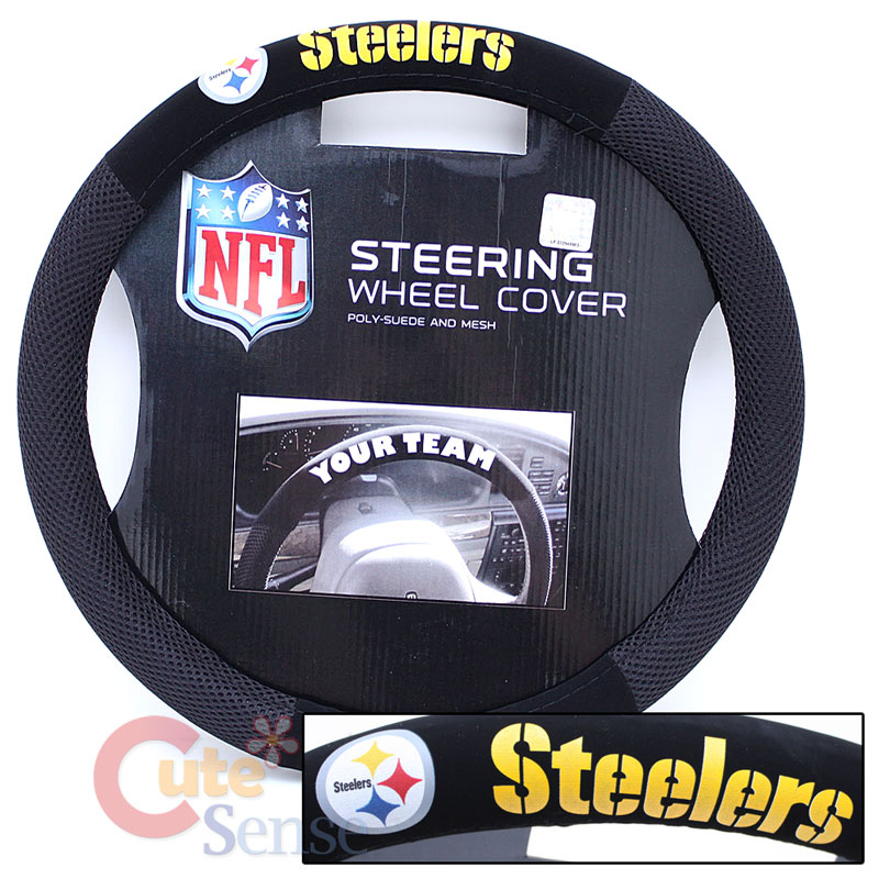 NFL Pittsburgh Steelers Steering Wheel Cover Auto Accessory Mesh Sports