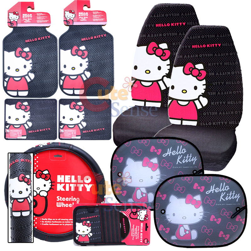 O Kitty Core Car Seat Covers Accessories Compleate 10pc W O Kitty Car Seat Covers Accessories Sun Shade 1 Jpg