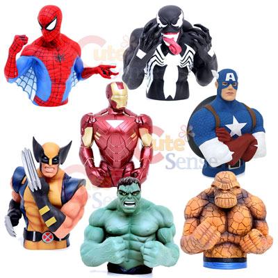 Marvel Spiderman Bust Figure Coin Bank  8 Figure  