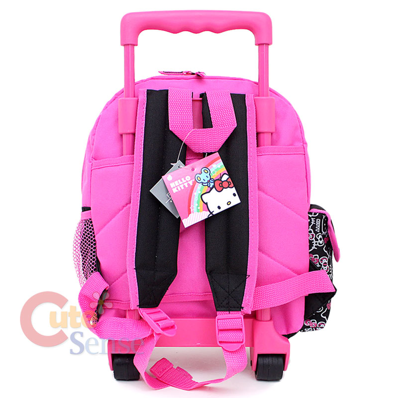 Sanrio Hello Kitty Small Rolling Backpack School Roller Bag Black Pink