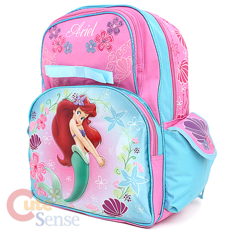 Disney Little Mermaid Ariel School Backpack / Bag 16in Large (Pink 