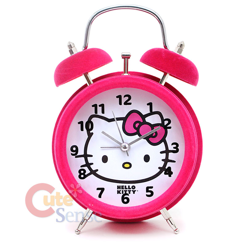 Sanrio Hello Kitty Twin Bell Alarm Clock Table Watch Pink Velvet eBay