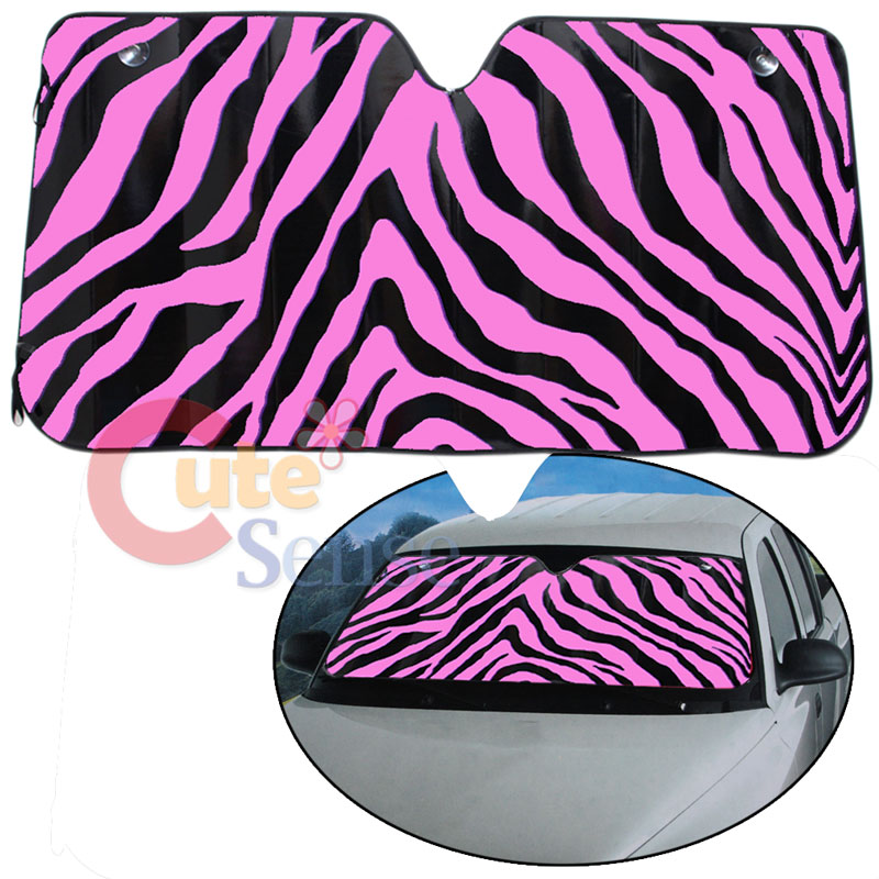 Black Pink Zebra Car Front Window Sun Shade Windshield Protect Cover eBay
