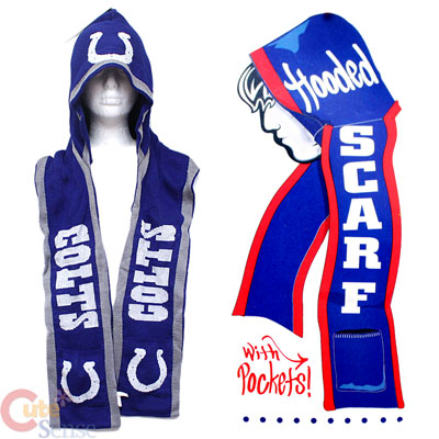 knit nfl scarf nfl hooded  scarf hooded  scarf knit indianapolis w hooded colts  pocket