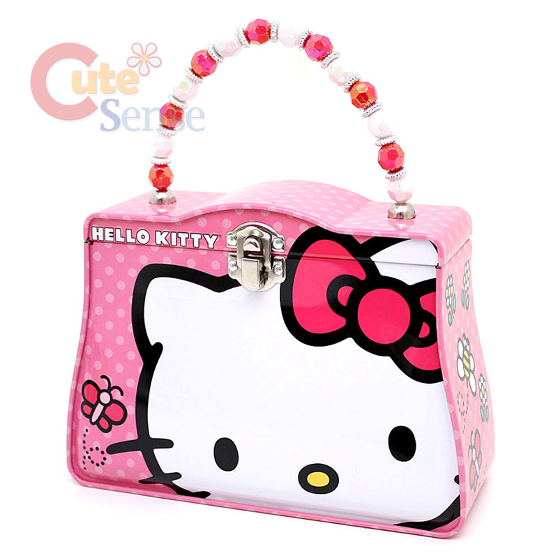 Sanrio Hello Kitty TIN BOX Lunch Case Jewelry BOX With Beads Handle BIG Face eBay