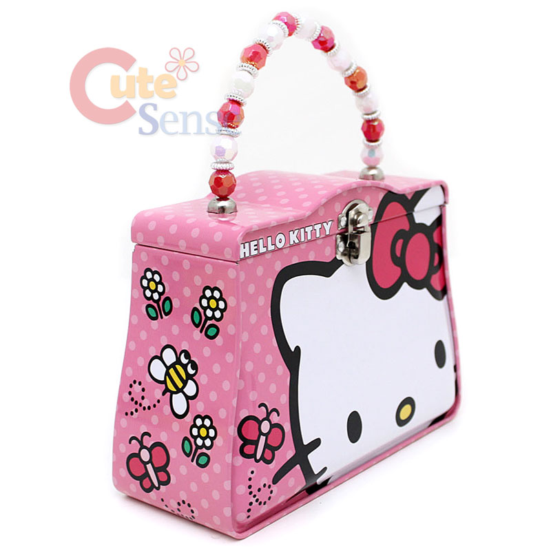 Sanrio Hello Kitty TIN BOX Lunch Case Jewelry BOX With Beads Handle BIG Face eBay