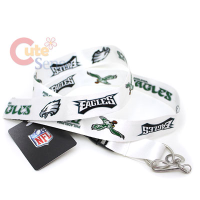 Philadelphia Eagles Lanyard NFL Key Chain -White