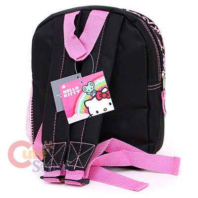   Kitty School Backpack Toddler Bag 10 Black Pink Glittering Face