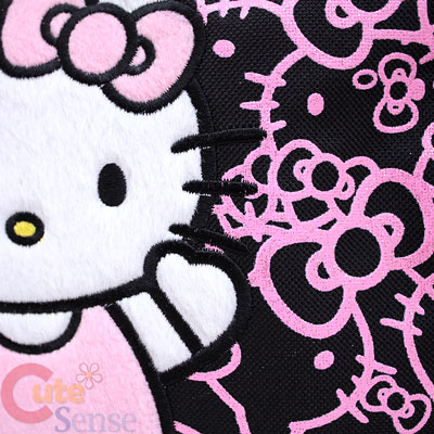 Kitty Quilted Face Black on Hello Kitty Medium Shcool Bag Black Pink Glittering Face Backpack 5