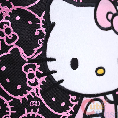 Kitty Quilted Face Black on Hello Kitty Large Shcool Bag Black Pink Glittering Face Backpack 5 Jpg