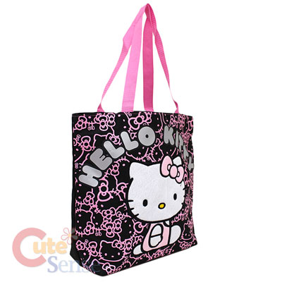 Kitty Black Tote on Sanrio Hello Kitty Tote Bag Shoulder Diaper  Black Pink Glittering
