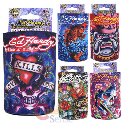 Ed Hardy Tattoo Neoprene Can Bottle Cooler / Koozie 5 Design  