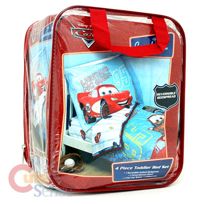 Disney Cars Bedding  Kids on Disney Cars Mcqueen Toddler Bedding Set  4pc  Reversible Bedspread