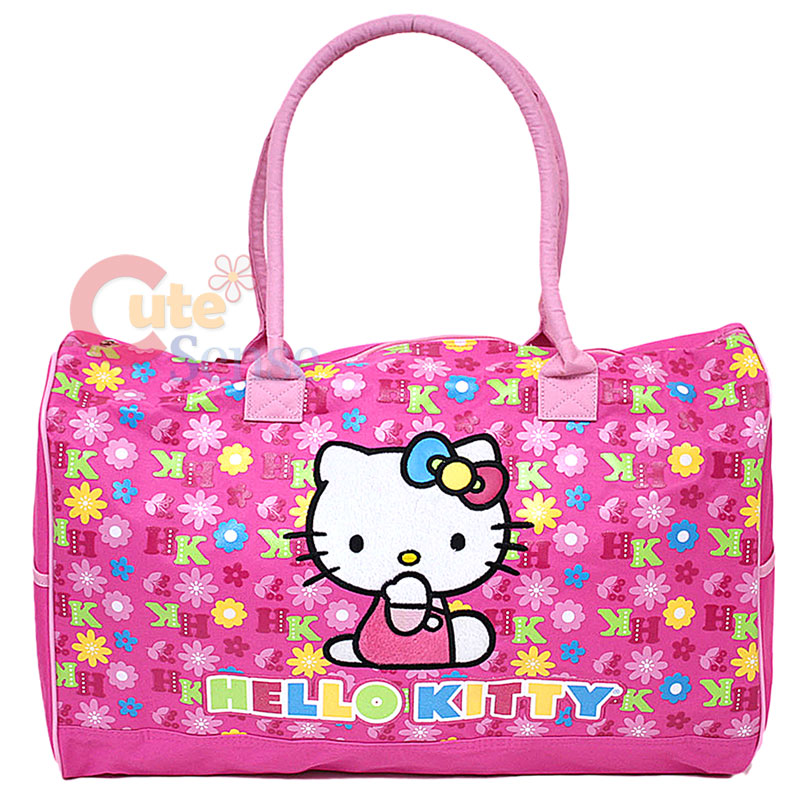 Sanrio Hello Kitty Duffle Bag Travel Gym 20 Large Pink Flowers Ebay