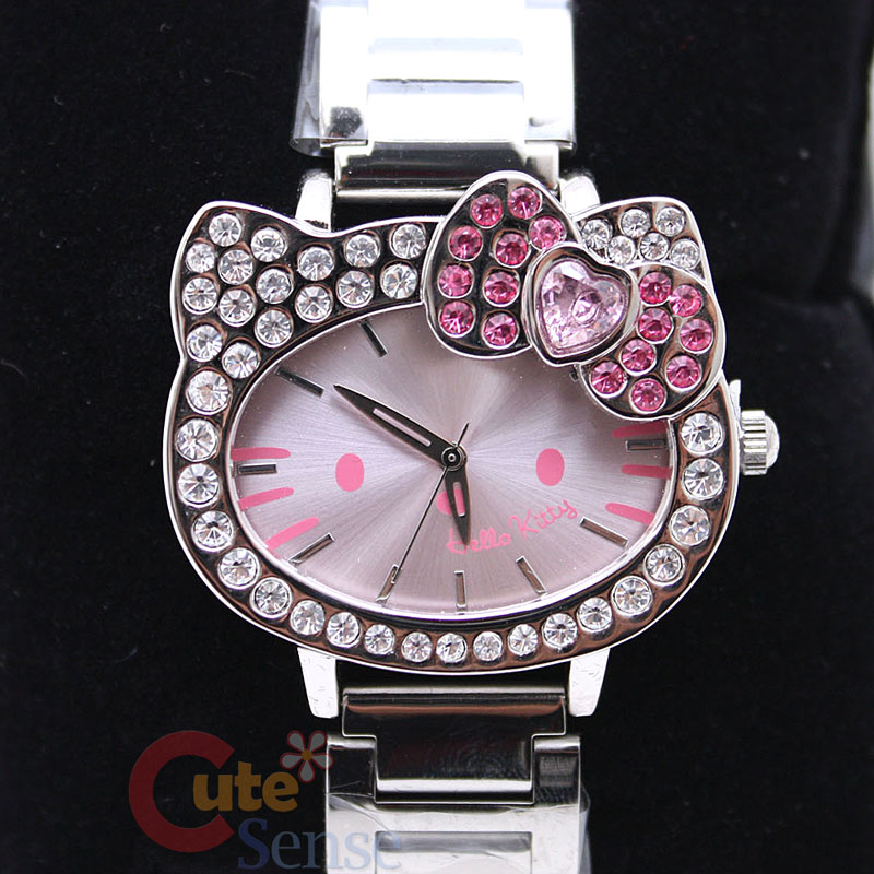 Sanrio Hello Kitty Face Wrist Watch w/Pink Bow :Stainless :Licensed by Nakajima | eBay