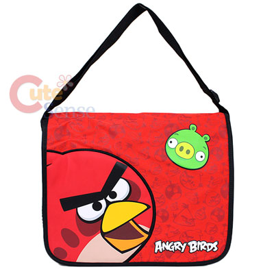 Messenger on Angry Birds School Messenger Bag W Large Red Bird Pig Licensed